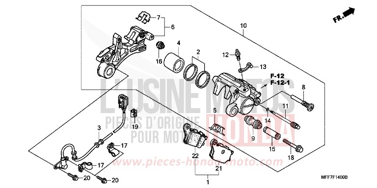 REAR BRAKE CALIPER/SPEED SENSOR for TRANSALP ABS CARNELIAN RED METALLIC (R296) from 2008